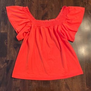 J. Crew orange short sleeve top, size XXS, like new